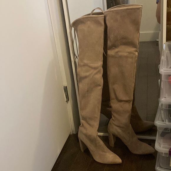 BRAND NEW STUART WEITZMAN HIGHLAND THIGH OTK BOOTS IN TAUPE GRAY SUEDE 8 - Picture 2 of 8